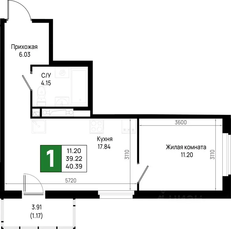 1-к кв. Ленинградская область, Всеволожский район, Свердловское ... - Фото 1