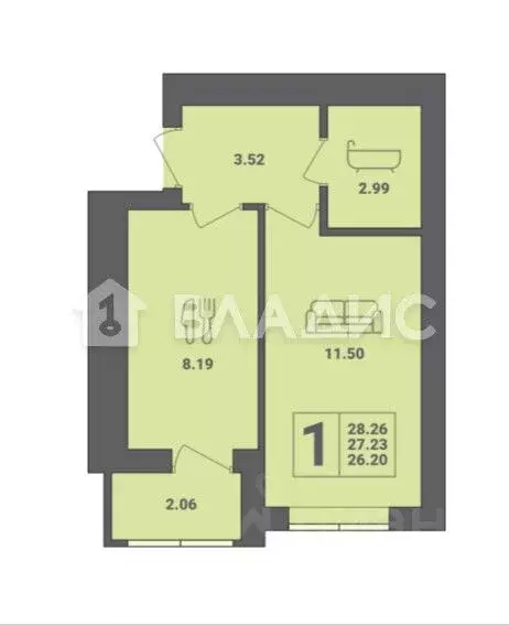 1-к кв. Калининградская область, Пионерский ул. Гептнера, 19 (27.91 м) - Фото 2
