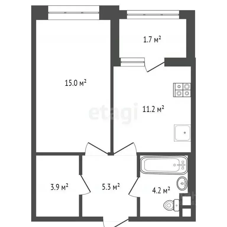 1-к кв. Москва Строительный проезд, 9С9 (41.3 м) - Фото 1