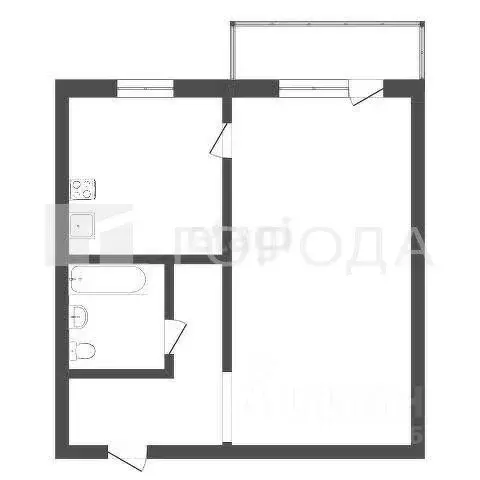 1-к кв. Кемеровская область, Новокузнецк ул. Челюскина, 42А (31.8 м) - Фото 1