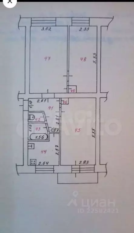 3-к кв. Удмуртия, Можга Можгинский район, ул. Фрунзе, 27 (60.0 м) - Фото 1