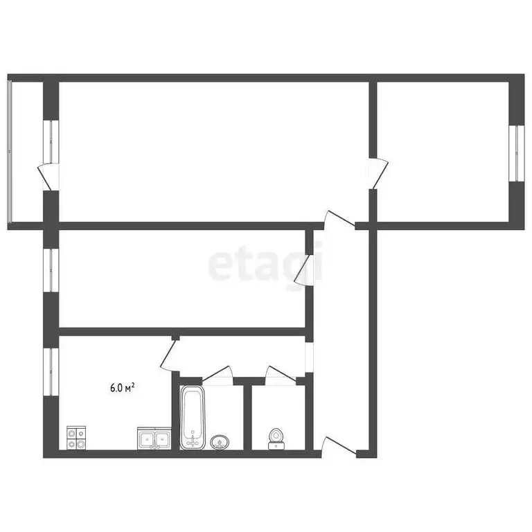 3-комнатная квартира: Троицк, улица имени П.Ф. Крахмалёва, 14Б (56.8 ... - Фото 2