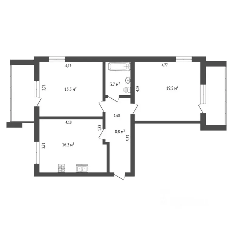 2-к кв. Тюменская область, Тюмень ул. 50 лет Октября, 3к1 (63.7 м) - Фото 2