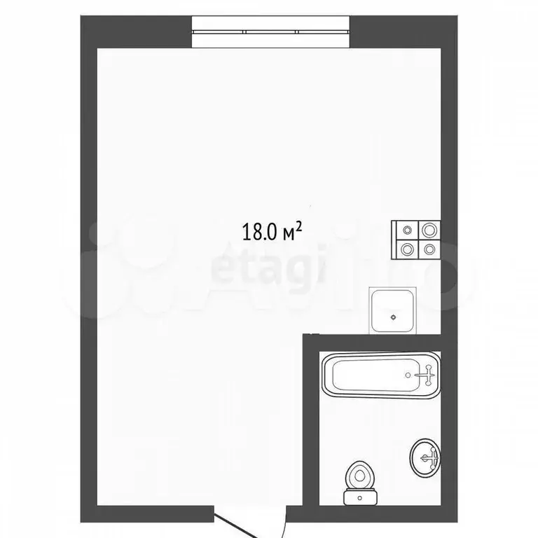 Квартира-студия, 18 м, 2/5 эт. - Фото 0