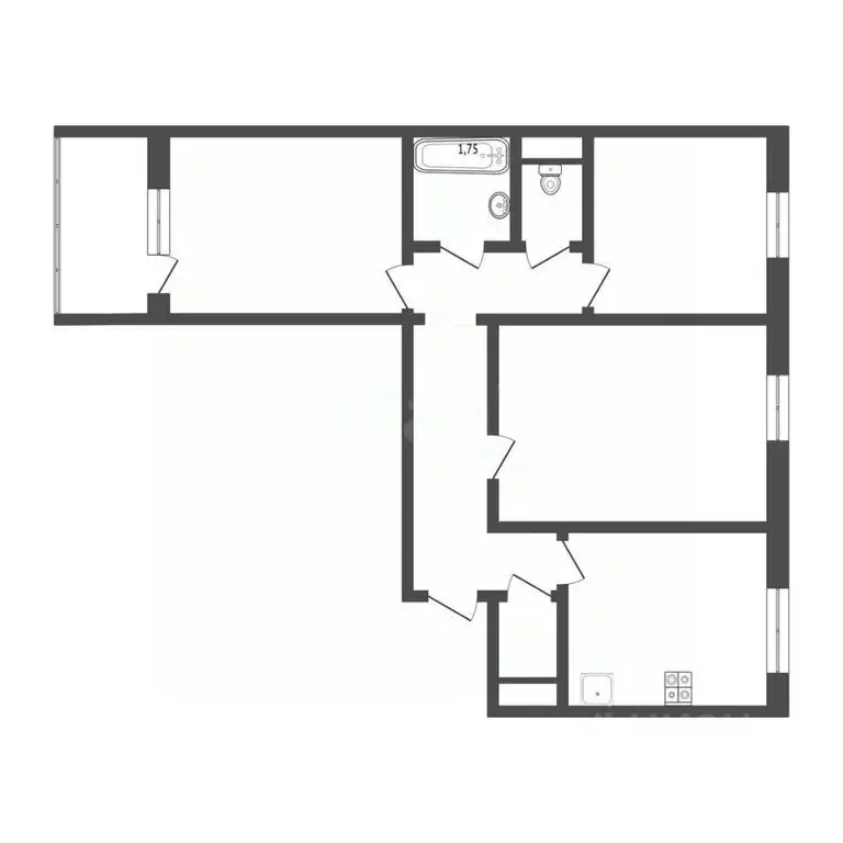 3-к кв. Алтайский край, Барнаул ул. Шумакова, 43 (65.1 м) - Фото 1