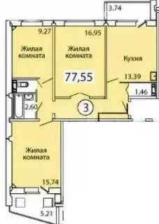 3-комнатная квартира: Новосибирск, Хилокская улица, 1Б (73.1 м) - Фото 1