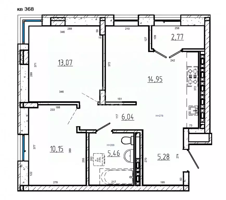 2-к кв. Свердловская область, Екатеринбург ул. Студенческая, 1 (55.1 ... - Фото 2