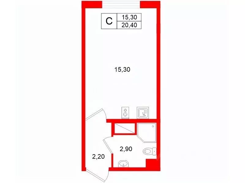 Студия Санкт-Петербург ул. Пейзажная, 30 (20.4 м) - Фото 1