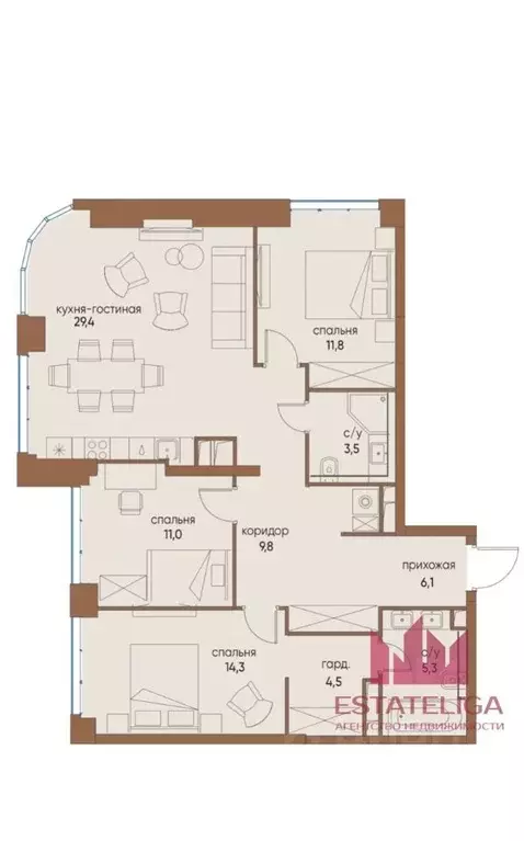 3-к кв. Москва ул. Нижние Мневники, 16к1 (96.2 м) - Фото 2