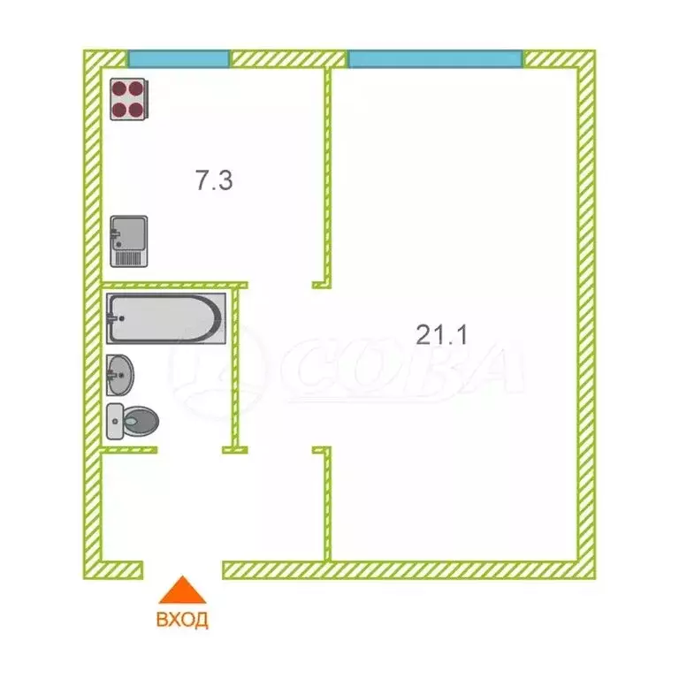 1-комнатная квартира: посёлок городского типа Богандинский, улица ... - Фото 2