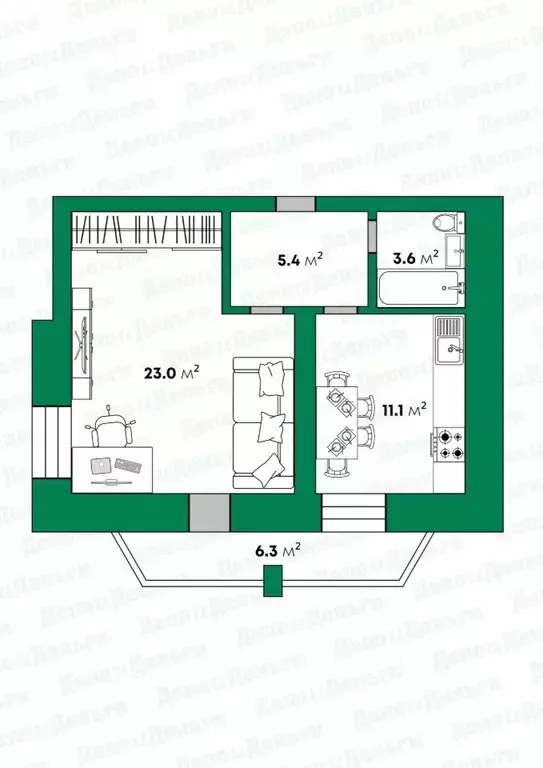 1-к кв. Кировская область, Киров ул. Казанская, 109/1 (49.33 м) - Фото 2