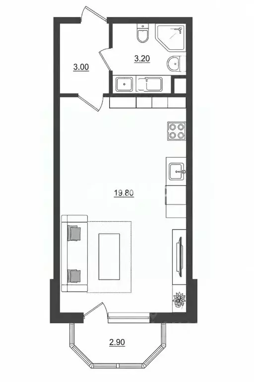 Студия Санкт-Петербург Кондратьевский просп., 68к4 (26.0 м) - Фото 2