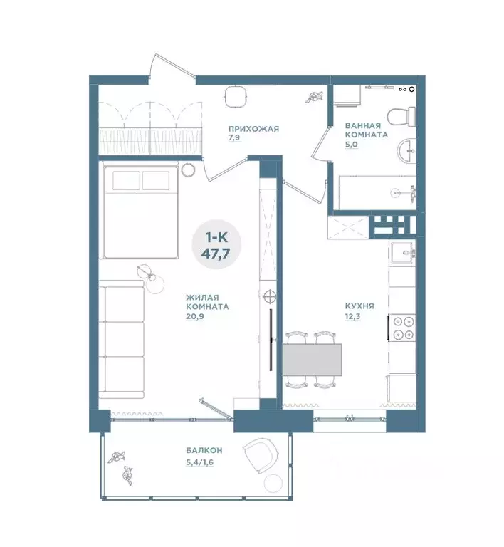 1-к кв. Красноярский край, Красноярск Свердловская ул., 6Е (47.7 м) - Фото 1