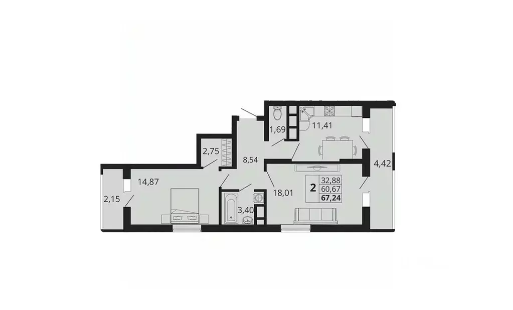 2-к кв. Краснодарский край, Краснодар пос. Знаменский, Родные Просторы ... - Фото 1