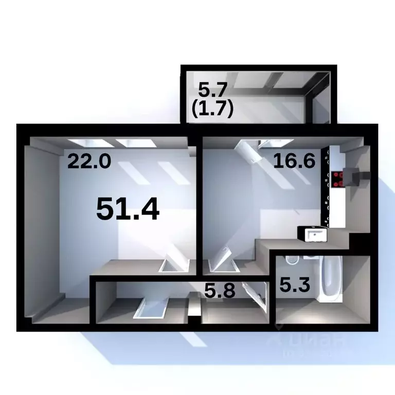 1-к кв. Псковская область, Псков Пароменская ул., 28 (51.4 м) - Фото 1