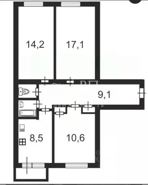 3-к кв. Санкт-Петербург ул. Фаворского, 18 (62.6 м) - Фото 2