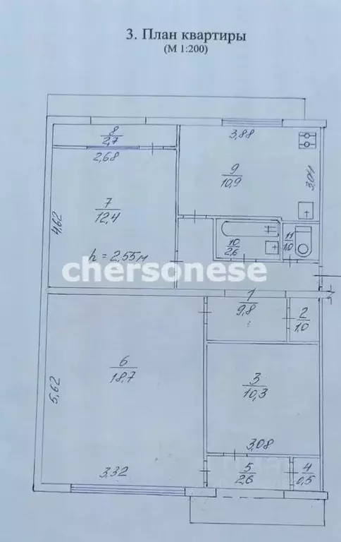 3-к кв. Севастополь ул. Каштановая, 3 (73.0 м) - Фото 2