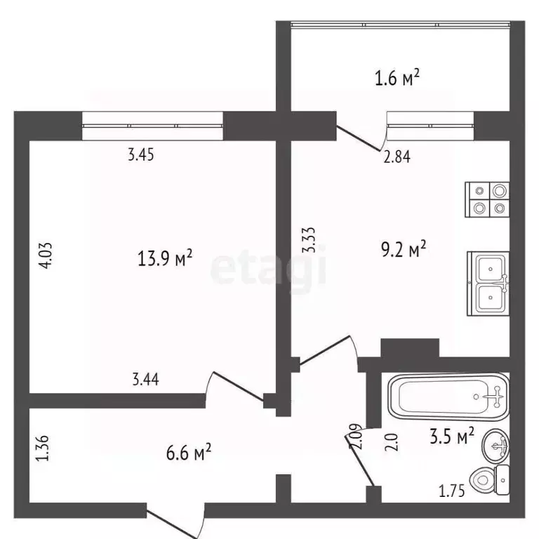 1-к кв. Мордовия, Саранск Лямбирское ш., 23 (34.0 м) - Фото 1
