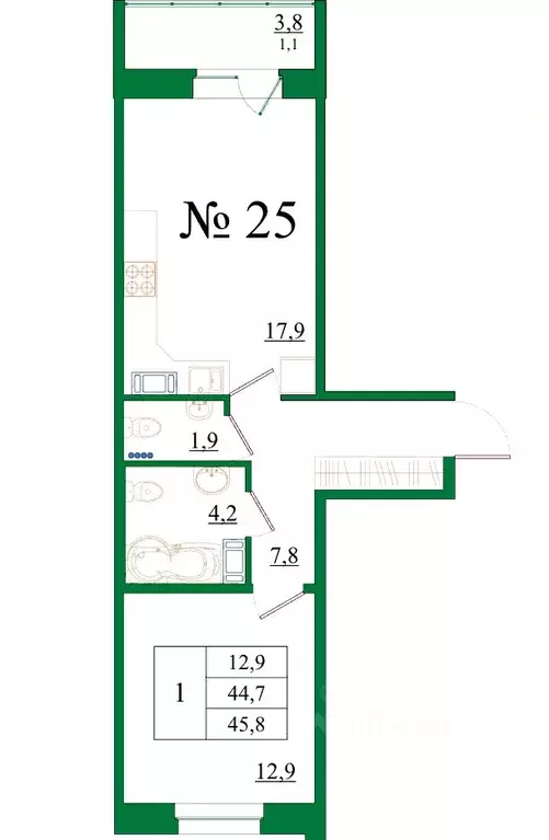 1-к кв. Ленинградская область, Гатчина Красносельское ш., 4А (45.8 м) - Фото 0