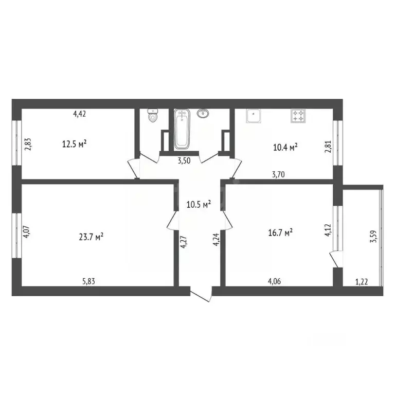 3-к кв. Амурская область, Благовещенск Первомайская ул., 49 (78.9 м) - Фото 2