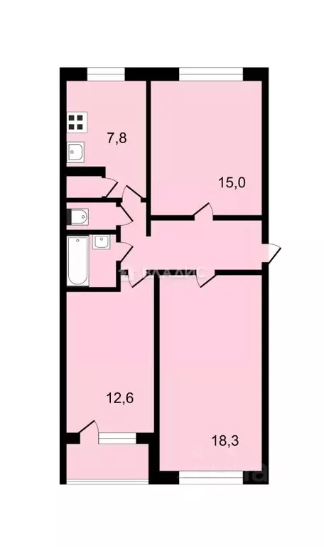 3-к кв. Вологодская область, Вологда Долгий пер., 34 (65.6 м) - Фото 1