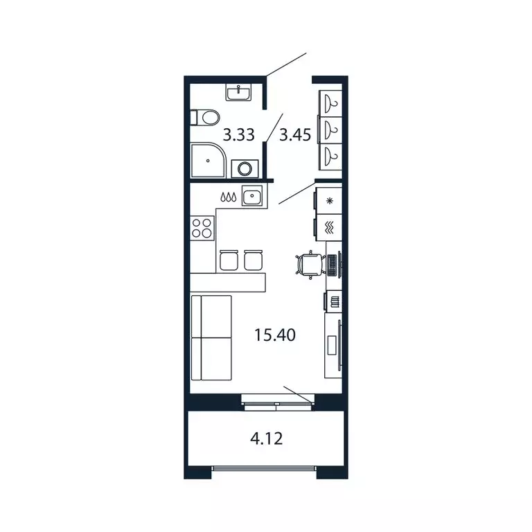 Квартира-студия: город Новоселье, Центральная улица, 30к1 (21.9 м) - Фото 1