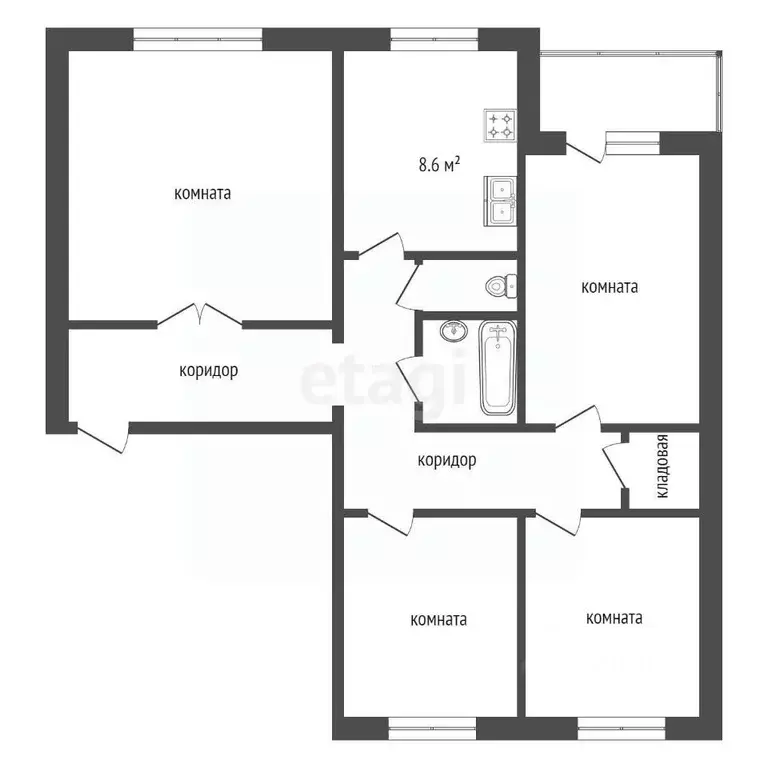 4-к кв. Хабаровский край, Хабаровск Большая ул., 87В (77.2 м) - Фото 2