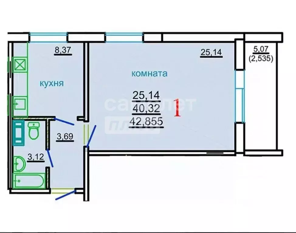 1-к кв. Челябинская область, Челябинск ул. Дмитрия Неаполитанова, 8 ... - Фото 2