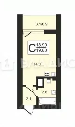 Студия Вологодская область, Вологда ул. Ломоносова, 4 (20.0 м) - Фото 1