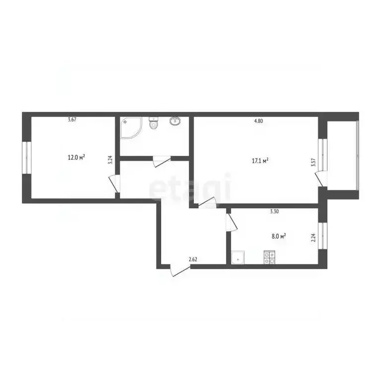 2-к кв. Тюменская область, Тюмень ул. Московский Тракт, 123 (50.2 м) - Фото 2