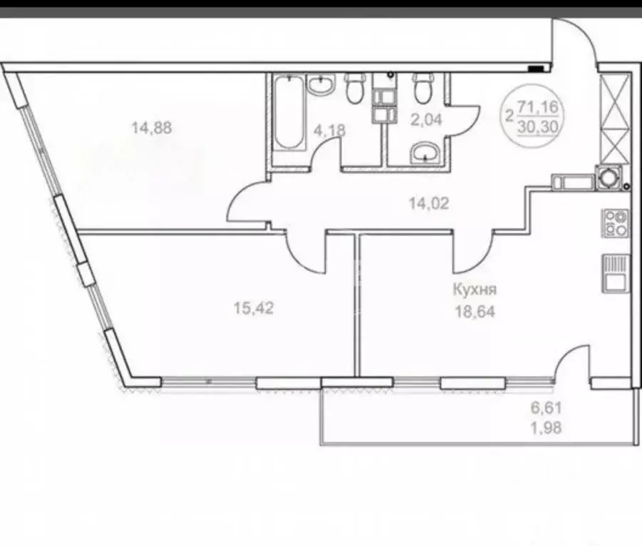 2-к кв. Калининградская область, Светлогорск Олимпийский бул., 4 (71.2 ... - Фото 2