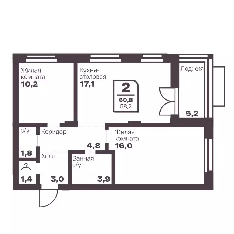 2-комнатная квартира: Магнитогорск, ЖК Голос Притяжение (58.2 м) - Фото 1