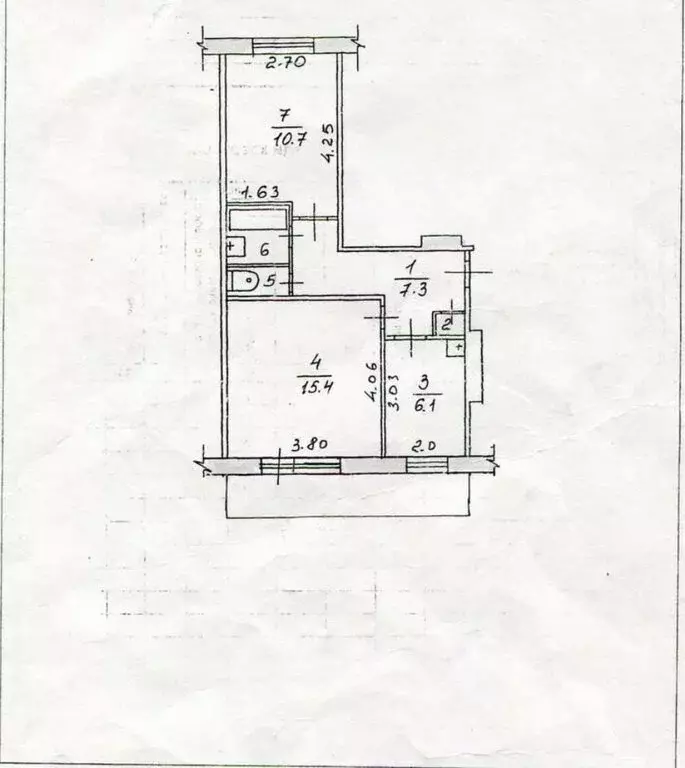 2-комнатная квартира: Набережные Челны, улица Татарстан, 23/126 (42.8 ... - Фото 1