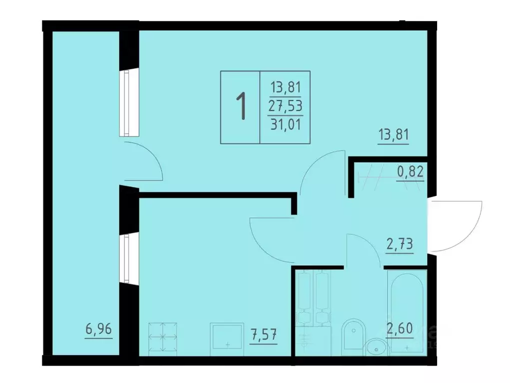 1-к кв. Пермский край, Пермь Домостроительный мкр,  (31.01 м) - Фото 1