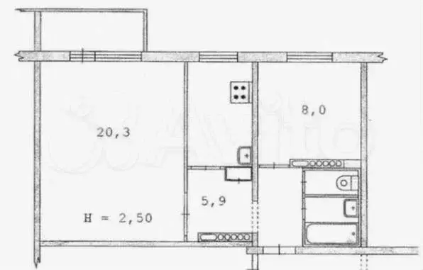 2-к. квартира, 43 м, 2/9 эт. - Фото 0