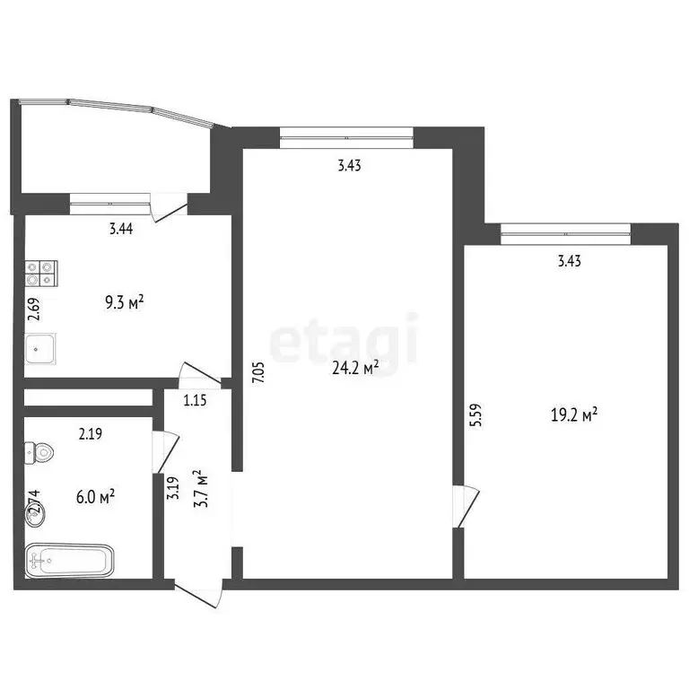 2-комнатная квартира: Тюмень, улица Монтажников, 41 (62.6 м) - Фото 0