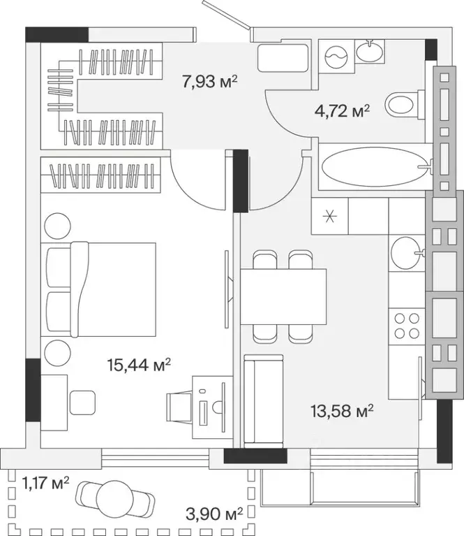 1-к кв. Калининградская область, Гурьевский муниципальный округ, пос. ... - Фото 1