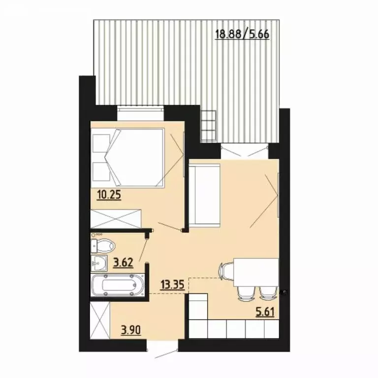 2-комнатная квартира: Челябинская область, Южноуральск (42.4 м) - Фото 1