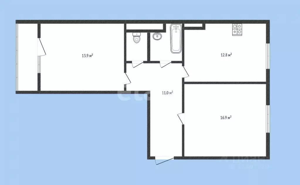 2-к кв. Карачаево-Черкесия, Черкесск Гражданская ул., 25А (64.0 м) - Фото 1
