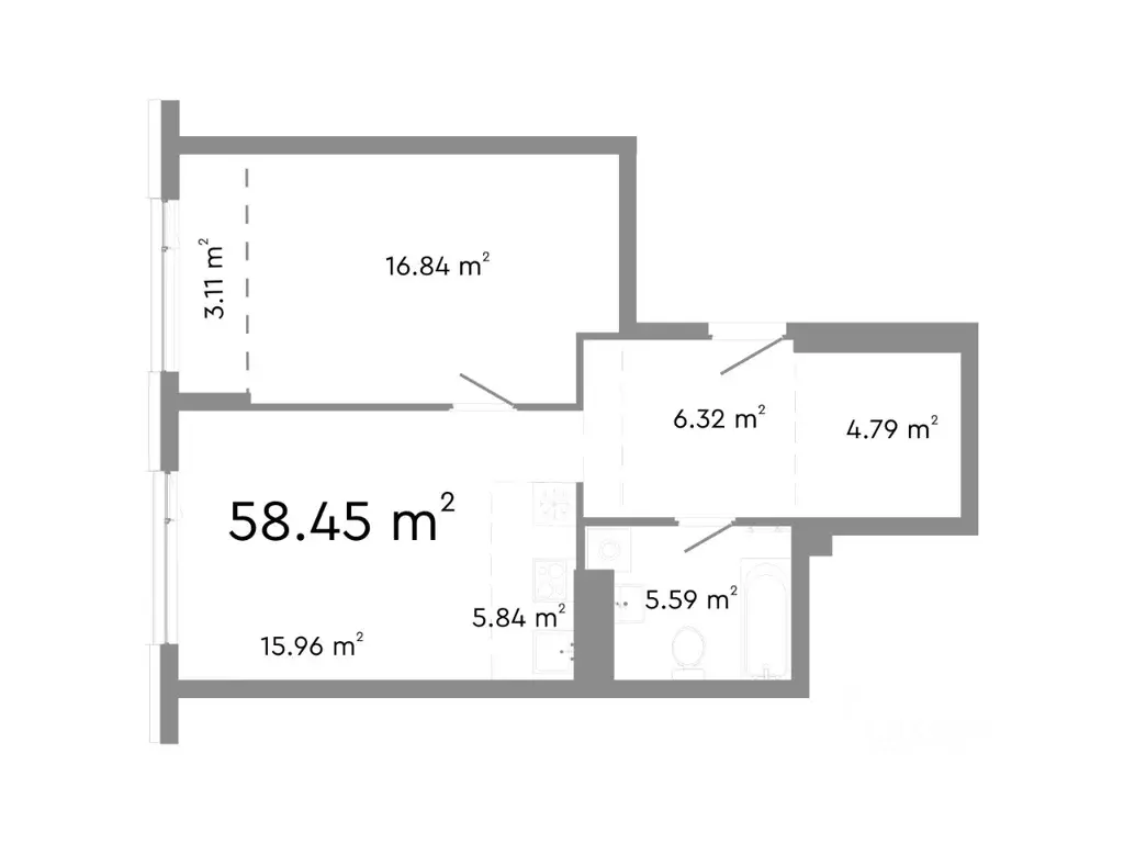 2-к кв. Челябинская область, Челябинск ул. Худякова, 18 (58.45 м) - Фото 0