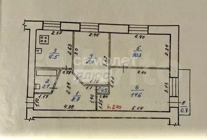 3-к. квартира, 51,1 м, 2/5 эт. - Фото 0