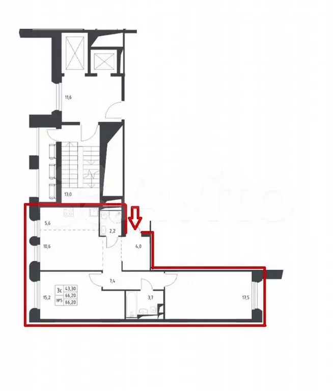 3-к. квартира, 66,2 м, 4/9 эт. - Фото 1