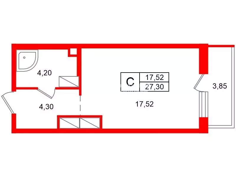 Студия Санкт-Петербург ш. Суздальское, 20к4 (27.3 м) - Фото 1