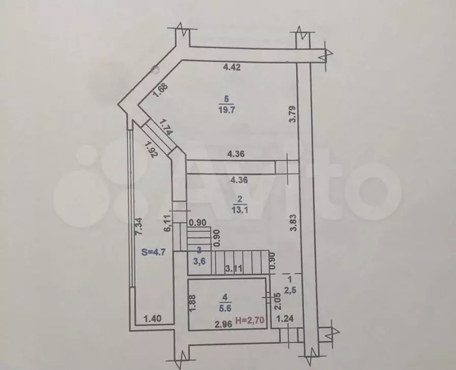 2-к. квартира, 60 м, 4/4 эт. - Фото 0