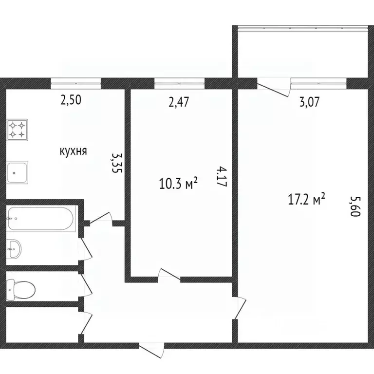 2-к кв. Белгородская область, Белгород ул. Конева, 3 (59.1 м) - Фото 2