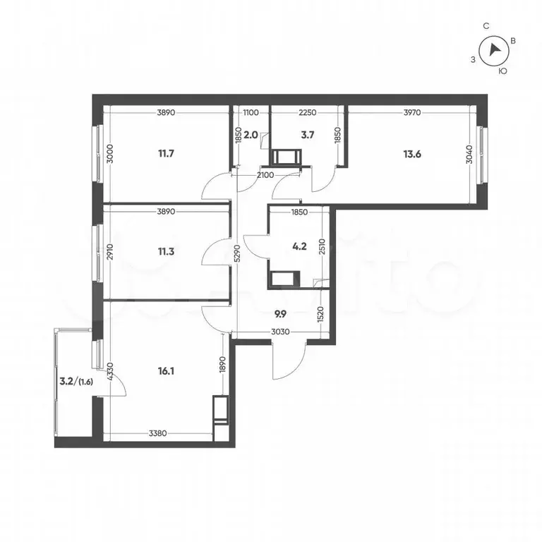 3-к. квартира, 74,1 м, 11/12 эт. - Фото 1