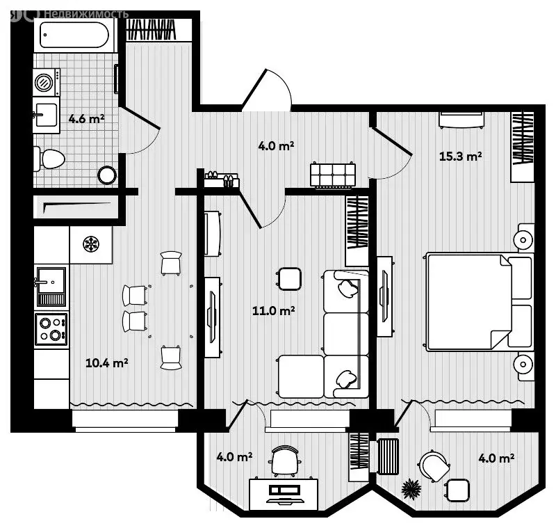 2-комнатная квартира: Тавричанка, улица Лазо, 9 (52.8 м) - Фото 0