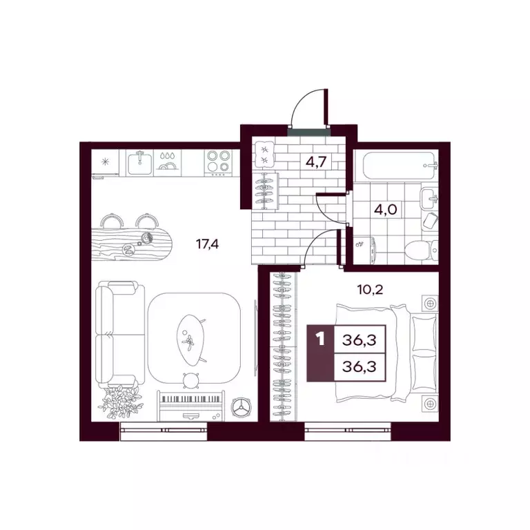 1-к кв. Тюменская область, Тюменский муниципальный округ, д. Дударева ... - Фото 1