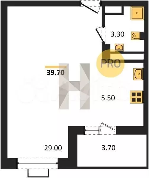 Квартира-студия, 39,7м, 3/15эт. - Фото 0