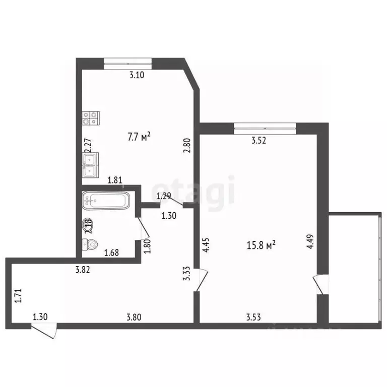 1-к кв. Чувашия, Чебоксары Альгешево мкр, ул. Розы Люксембург, 8к1 ... - Фото 2